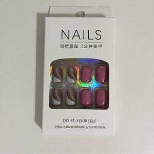 NIB Nails Do-It-Yourself Pink Press-On Nail Set 24 Pc